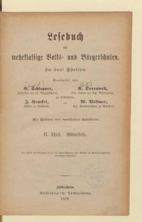 Theil 2 = Mittelstufe, [Schülerband]: [Theil 2 = Mittelstufe, [Schülerband]] : in drei Theilen