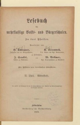 Theil 2 = Mittelstufe, [Schülerband]: [Theil 2 = Mittelstufe, [Schülerband]] : in drei Theilen
