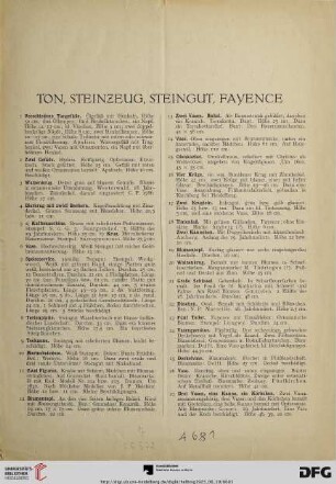 Ton, Steinzeug, Steingut, Fayence (Nr. 1-32)