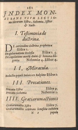 Index Monstrans Usum Lectionis librorum Esdrae, Nehemiae, Esther et Ruth.