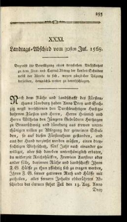 XXXI. Landtags_Abschied vom 30sten Jul. 1568.