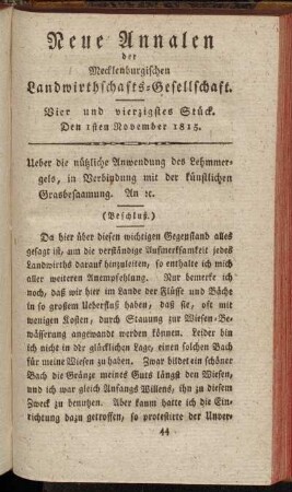 Vier und vierzigstes Stück. Den 1sten November 1815.