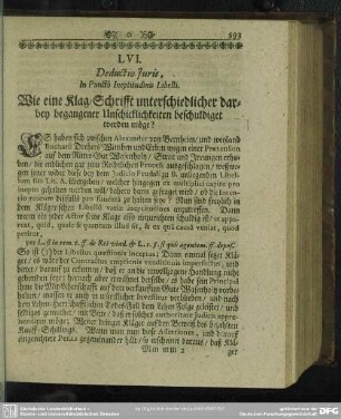LVI. [Deductio Juris, In Puncto Ineptitudinis Libelli]