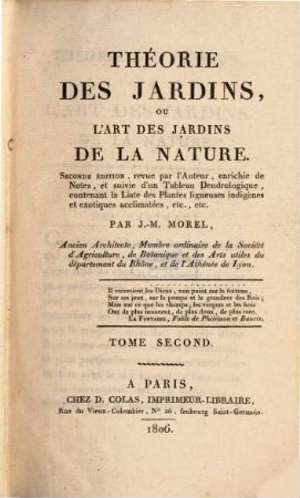 Théorie Des Jardins Ou L'Art Des Jardins De La Nature, 2