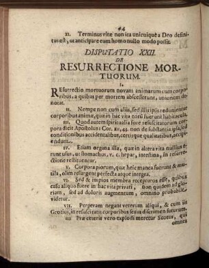 Disputatio XXII. De Resurrectione Mortuorum