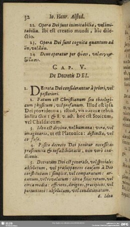 Cap. V. De Decretis Dei