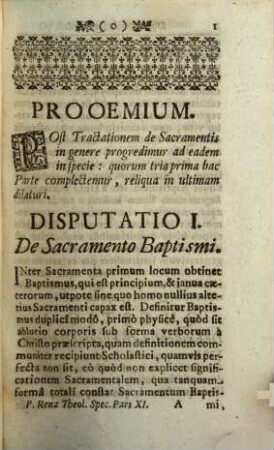 Theologia Ad Mentem Angelici Doctoris Divi Thomae Aquinatis. 11, De Primus Tribus Sacramentis In Specie