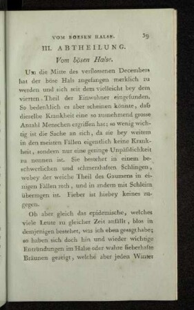 III. Abtheilung. Vom bösen Halse.