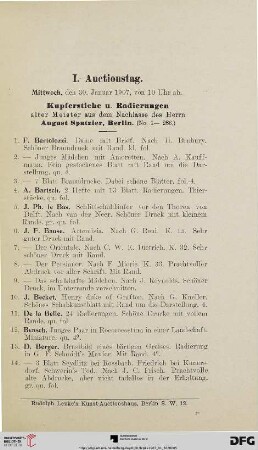I. Auctionstag (Nr. 1-313)