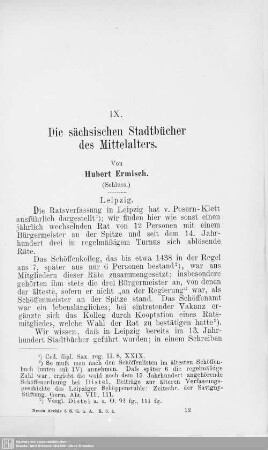 IX. Die sächsischen Stadtbücher des Mittelalters : (Schluss)
