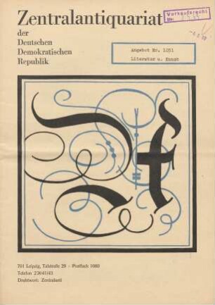 Nr. 1051: Literatur u. Kunst