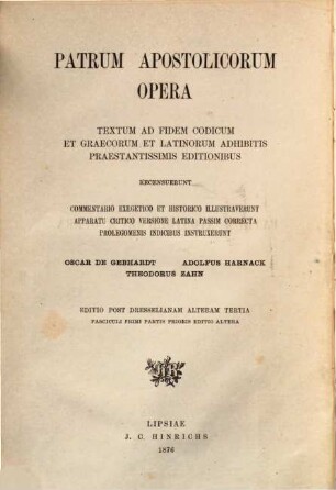 Clementis Romani Ad Corinthios quae dicuntur epistulae