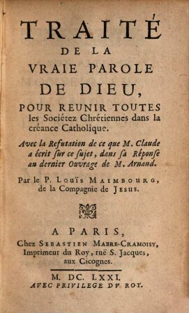 Traité de la vraie parole de Dieu