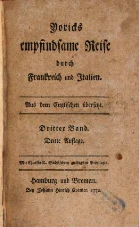 Yoricks empfindsame Reise durch Frankreich und Italien, 3