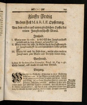 243-245, Innhalt; Vorspruch; Eingang; Vortrag und Abtheilung