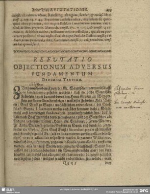 Refutatio Obiectionum Adversus Fundamentum Decimum Tertium