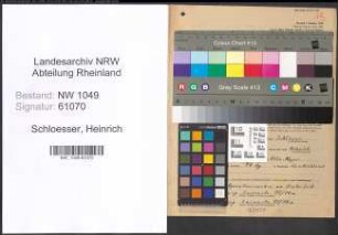 Entnazifizierung Heinrich Schloesser , geb. 20.03.1903 (Wachtmeister)