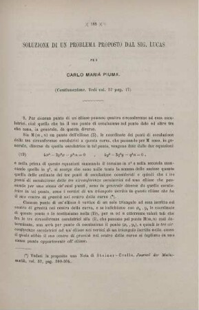 Soluzione di un problema proposto dal sig. Lucas.