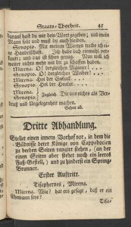 Dritte Abhandlung. Stellet einen innern Vorhof vor, in dem die Bildnisse derer Könige von Cappadocien ...