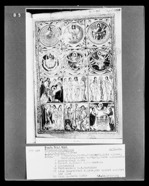 Paris - Psalter — Schöpfung, Sündenfall, Vertreibung aus dem Paradies und das Opfer Kain und Abels, Folio 1