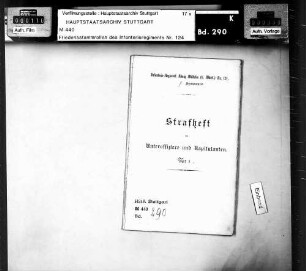 Strafheft der Unteroffiziere und Kapitulanten 1883-1889