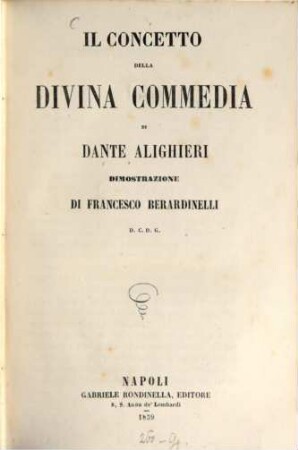 Il concetto della Divina Commedia di Dante Alighieri