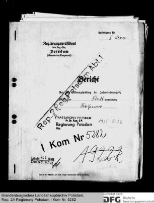 Bericht über die Ordnungsprüfung der Jahresrechnung 1935-1936 der Stadtverwaltung Rathenow