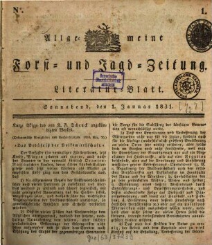 Allgemeine Forst- und Jagdzeitung : Allg. F. u. J. Ztg. = German journal of forest research, [7]. 1831