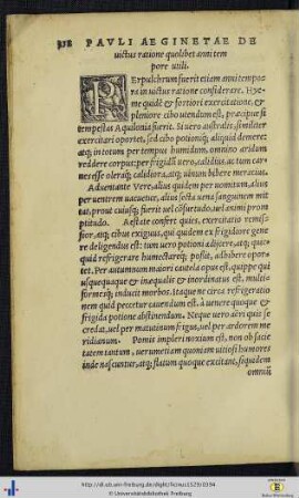 Pauli Aeginetae de victus ratione quolibet anni tempore utili.