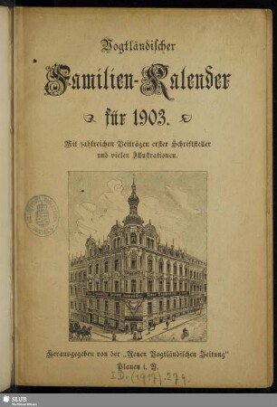 1903: Vogtländischer Familien-Kalender : für ..