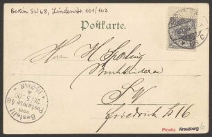 Ansichtskarte "Handelsstätte Belle-Alliance", Lindenstraße 101-102