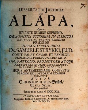 Diss. iur. de alapa