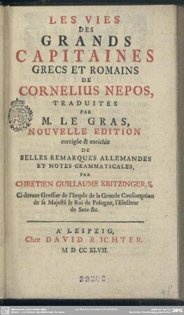Les Vies Des Grands Capitaines Grecs Et Romains