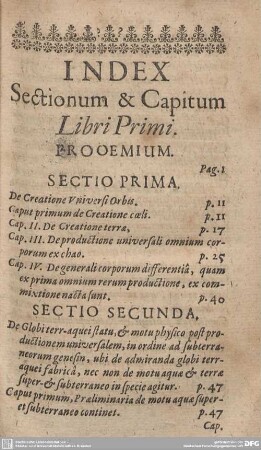 INDEX Sectionum & Capitum Libri Primi.