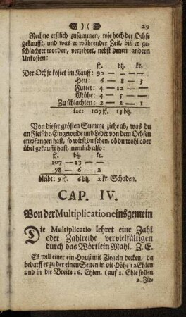 Cap. IV. Von der Multiplicatione insgemein