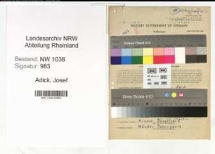 Entnazifizierung Josef Adick , geb. 22.03.1890 ()