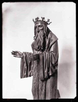 evangelische Stadtkirche; Plastik vom Hochaltar, Johannes der Täufer nach der Restaurierung
