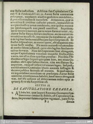 Sectio II. De Capitulatione Caesarea