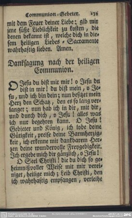 Danksagung nach der heiligen Communion