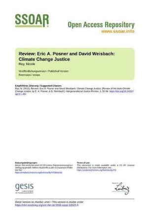 Review: Eric A. Posner and David Weisbach: Climate Change Justice