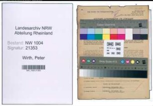 Entnazifizierung Peter Wirth , geb. 07.02.1904 (Arbeiter)