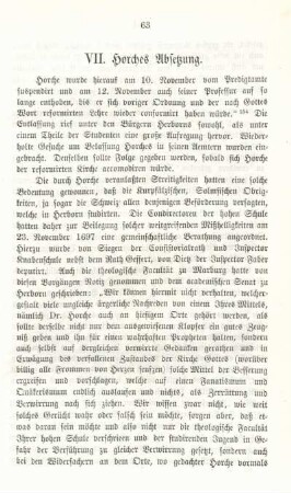 VII. Horches Absetzung.