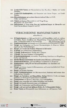 Verschiedene Manufakturen (Nr. 210-284)