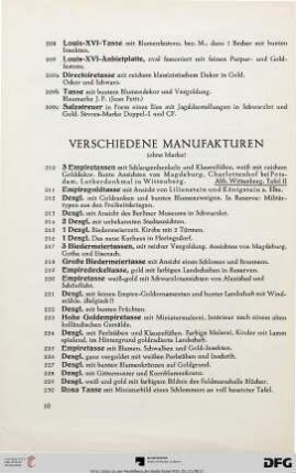 Verschiedene Manufakturen (Nr. 210-284)