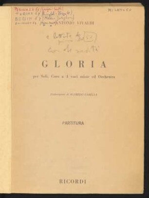Gloria : per soli, coro a 4 voci miste ed orchestra