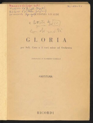Gloria : per soli, coro a 4 voci miste ed orchestra