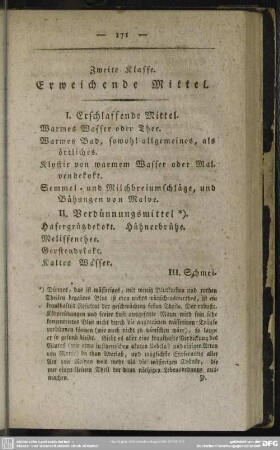 Zweite Klasse. Erweichende Mittel