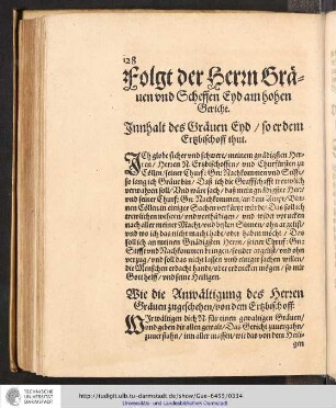 Folgt der Hern Gräven und Scheffen Eyd am hohen Gericht