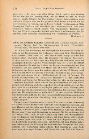 234-235 [Rezension] Dante, Die göttliche Komödie, 2. Teil