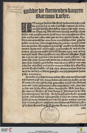 Widder die sturmenden bawren Martinus Luther